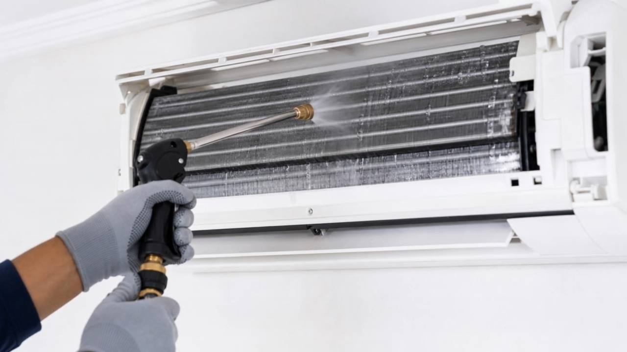 Technicien Aircadia entretenant une climatisation à Nice